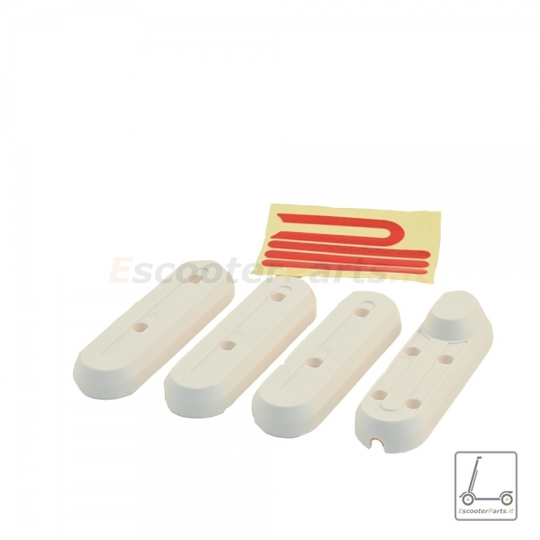 Set Copri Bulloni in Plastica Ant. e Post. + Adesivi Xiaomi M365, Pro - Bianco/R