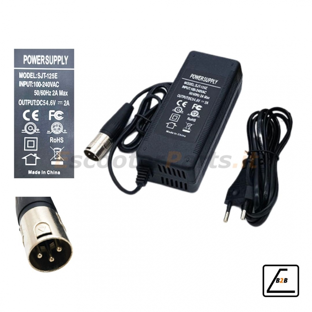 Carica Batteria 48V - 2A Connettore XLR a 3 Pin - Nero