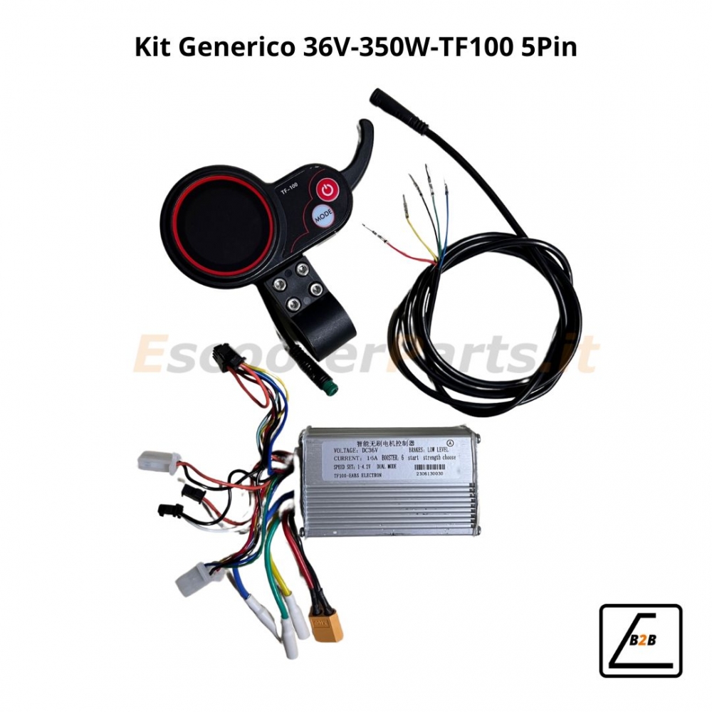 Kit Centralina + Display LCD e Acceleratore TF100 a 5 Pin - 36/48V 350W