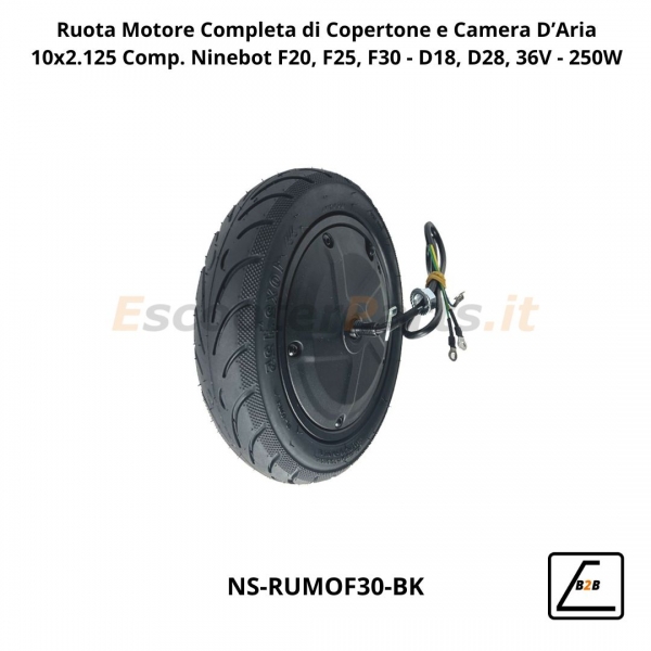 Ruota Motore Completa di Copertone 10x2.125 per Ninebot F25, F30, F40 36V - 300W