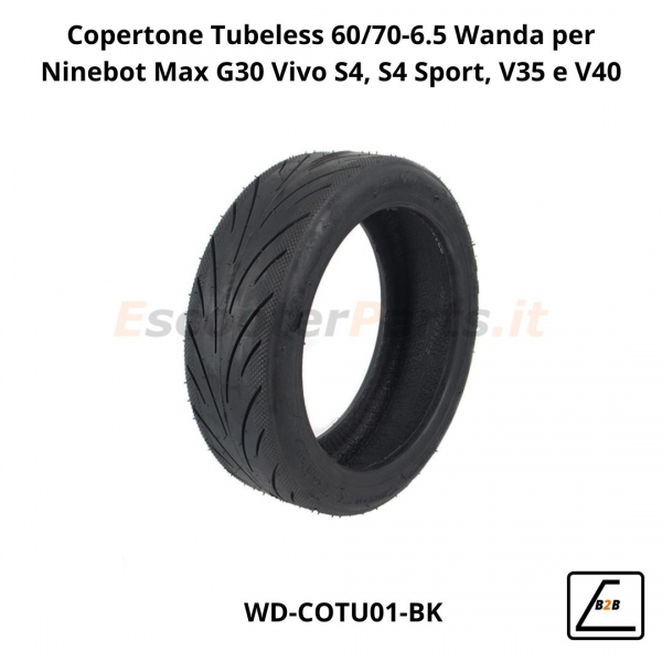 Copertone Tubeless 60/70-6.5 Wanda per Ninebot Max G30 Vivo S4, S4 Sport