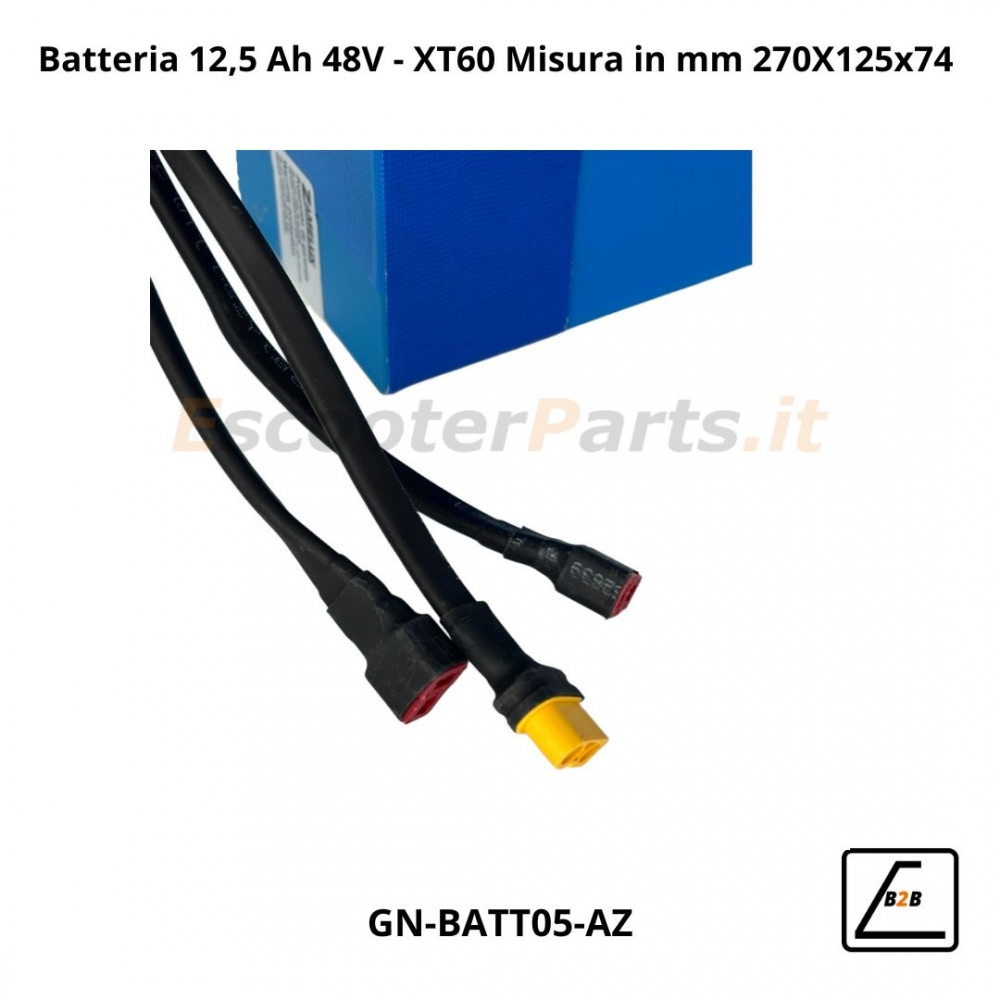 Batteria 12,5 Ah 48V - XT60 Misura in mm 270X125x74
